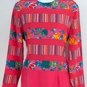 VTG Anne Crimmins Silk Pink Floral Shift Dress 8